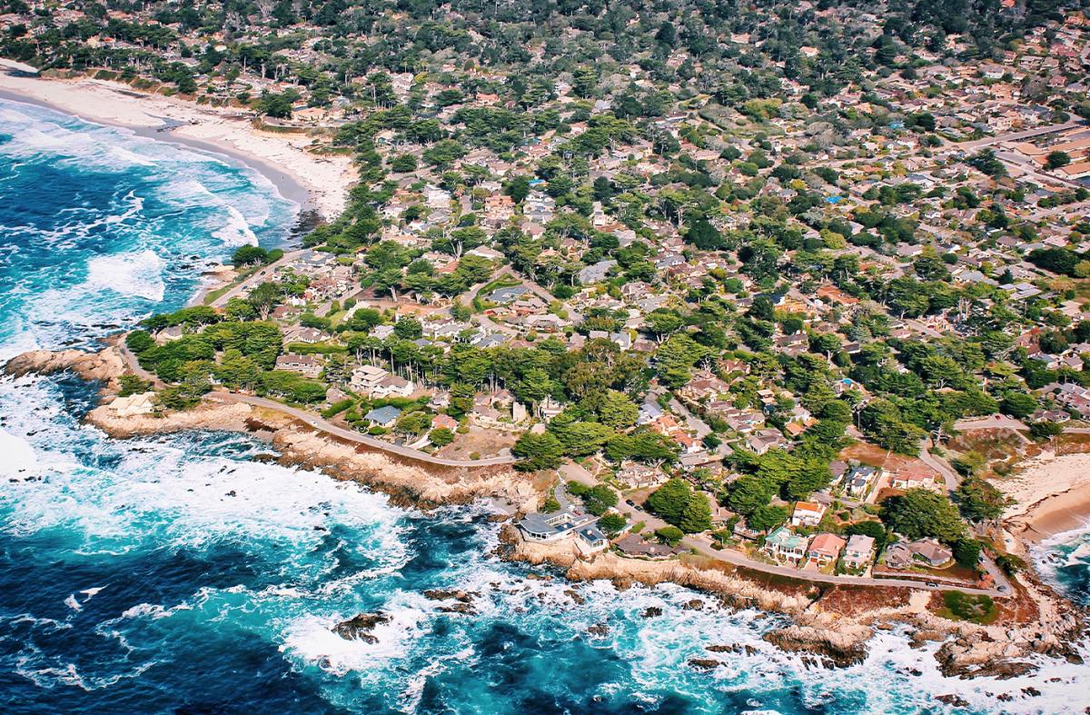 Coastal town by water